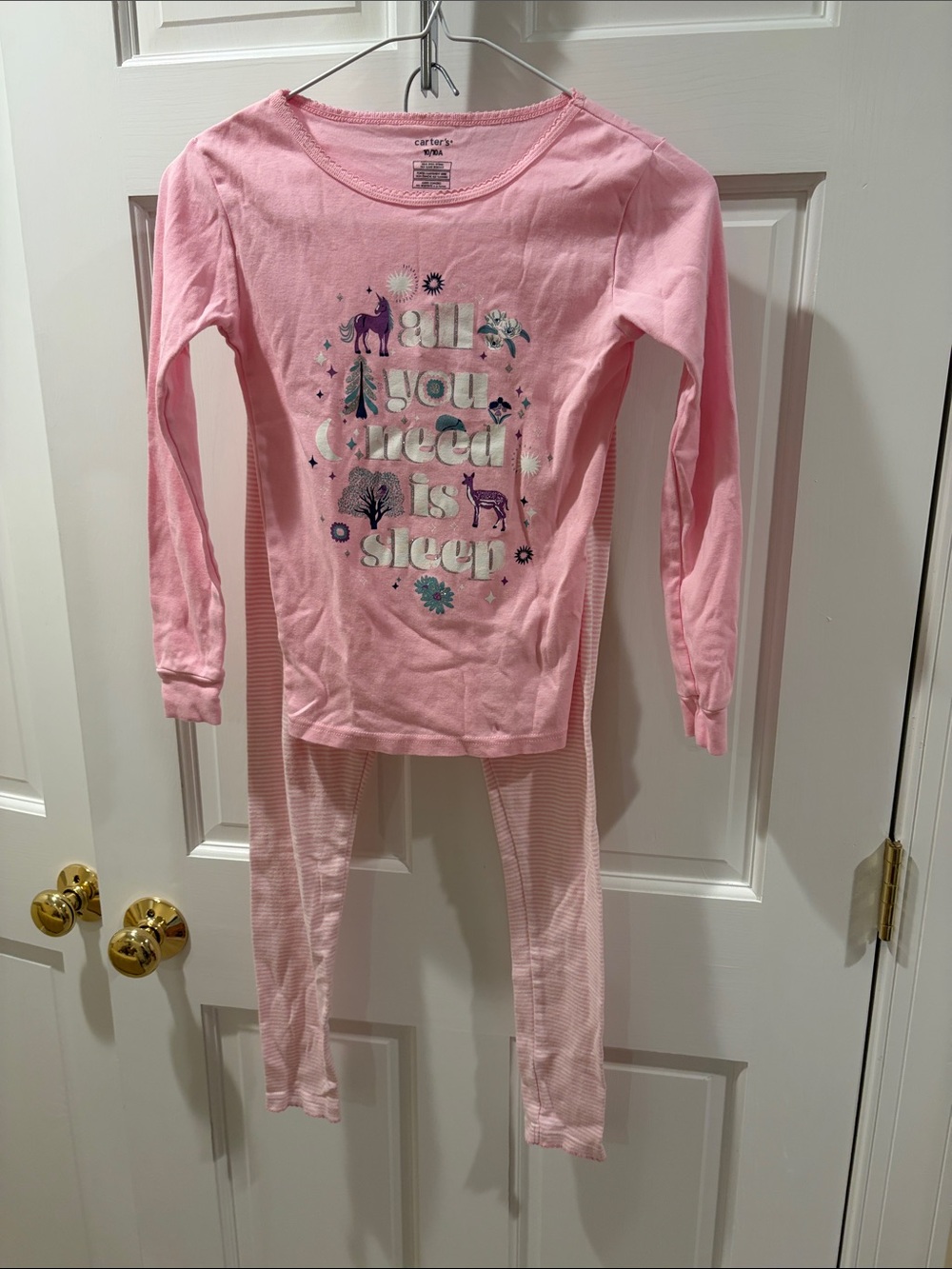 Carter's Pink Girls' Long-Sleeve Pajama Set with Woodland Graphic